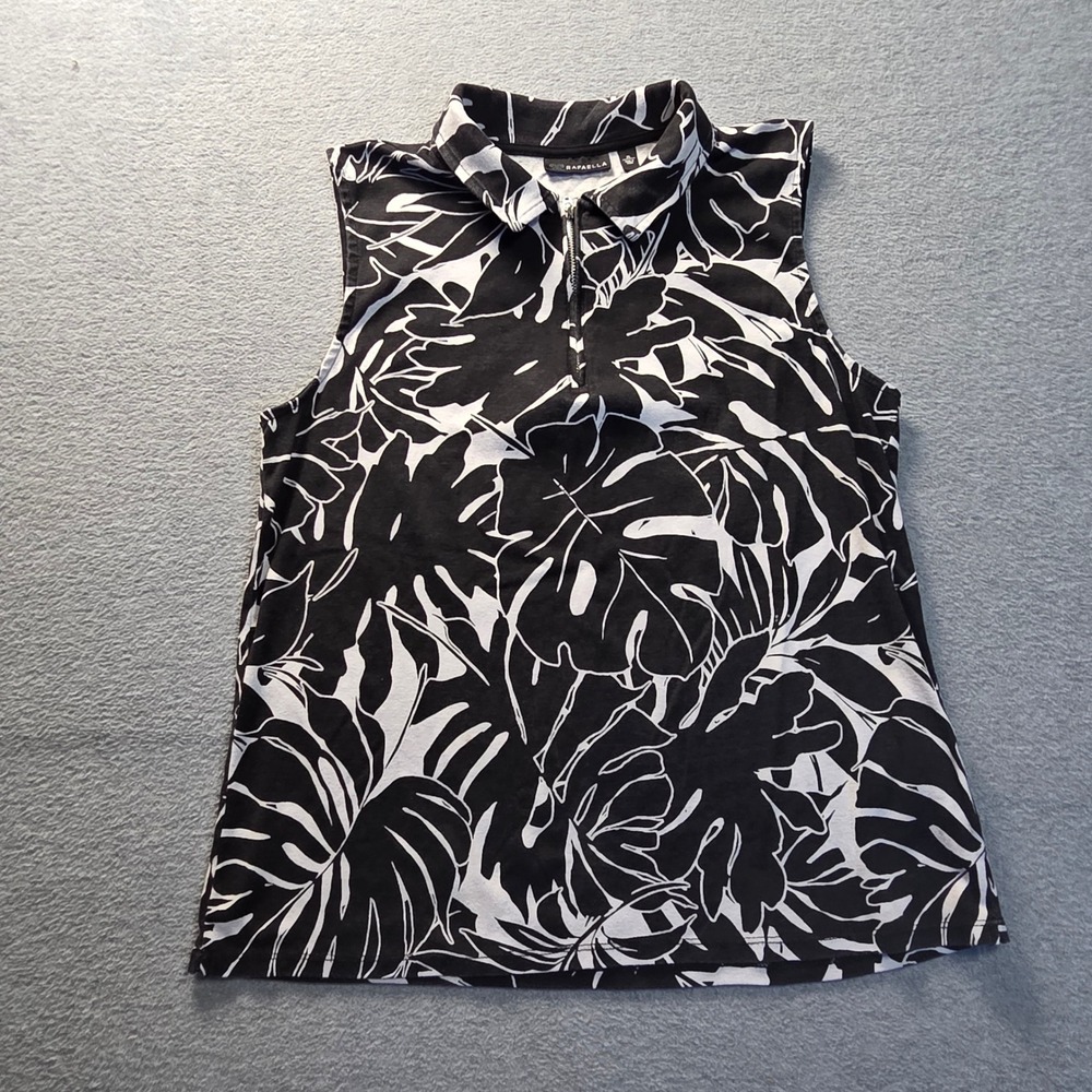 Rafaella Sleeveless Womens XL Tropical Leaf Stretch Career Casual Blouse